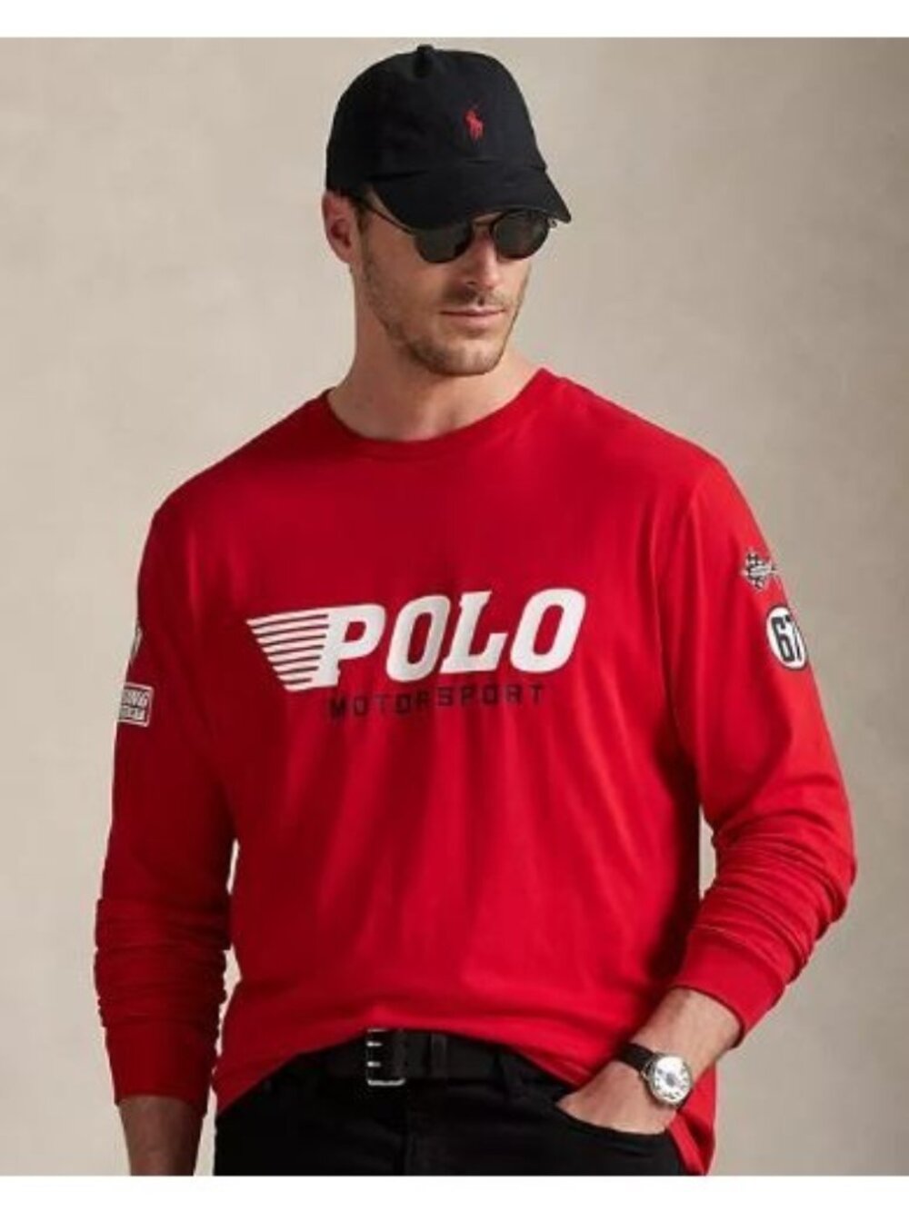 Polo Ralph Lauren Motorsport Long Sleeve T Shirt Men's XL Red Racing  Cotton NWT